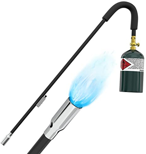 Houseables Torches de désherbage, brûleur au propane, 20 000 BTU, 86,4 cm, noir, baguette, auto-allumage, kit de désherbant, démarreur à bouton-poussoir, butane pour pelouse, cour et jardin