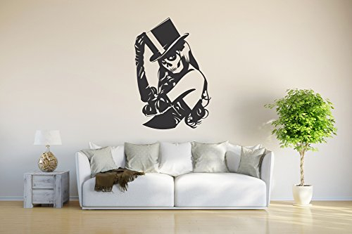 INDIGOS UG - Wandtattoo Wohnzimmer - Wandaufkleber Skull Girl Gothic - schwarz - 80x54 cm - Aufkleber Kinderzimmer Schlafzimmer Küche Badezimmer Büro Dekoration