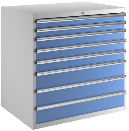 eurokraft pro | Schubladenschrank | Höhe x Breite x Tiefe 1000 x 1023 x 725 mm, Schubladen 2 x 75, 3 x 100, 3 x 150 mm
