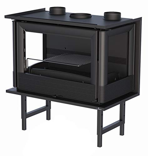 BRONPI Estufa de Leña Insertable Modelo PARIS-70 3C - 12 kW - Doble Combustión y Vidrio Limpio - Incluye Accesorios de Limpieza y Pintura