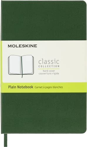 Moleskine Classic Plain Paper Notebook, Hard Cover and Elastic Closure Journal, Color Myrtle Green, Size Pocket 9 x 14 cm, 192 Pages