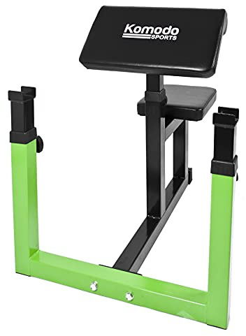 Komodo Preacher Bicep Curl Bench - Home Gym Barbell Curling Rack | Height adjustable, Max barbell rest weight 150kg, Max user weight 120kg, Made from sttel with rubber feet