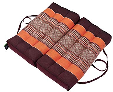 Faltbares Sitzkissen 40x40 Klappkissen Auflage und Meditationskissen Thaikissen für Unterwegs Yogakissen Kissenblock braun & orange