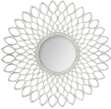 Spiegel Blume Silber - geschnitztes Holz D 90 cm - Silber - Atmosphera créateur d'intérieur