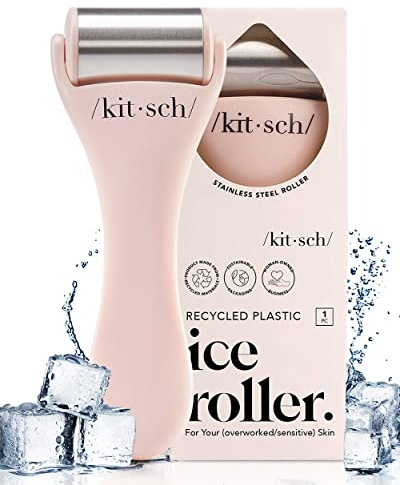 Kitsch Ice Roller for Face - Facial Ice Roller for Face & Eye Puffiness Relief | Facial Roller & Massager Roller | Puffy Eyes Relief - Pink