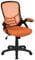 Flash Furniture Porter Bürostuhl mit hoher Rückenlehne, ergonomischer Drehstuhl, mit Lendenwirbelstütze, hochklappbare Arme, Kippverschluss/Neigungsspannung, höhenverstellbar, schwarz/schwarzer Rahmen