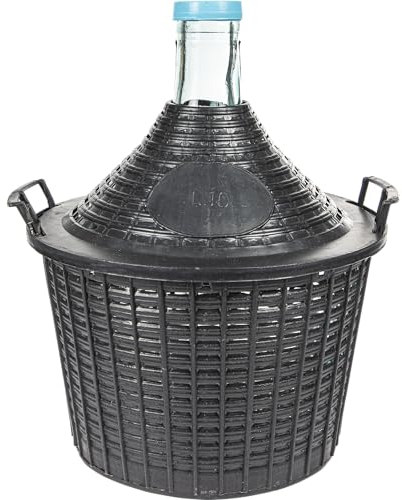 lilawelt24 Weinballon mit Korb Glasballon Gäreimer Gärballon Gärbehälter (Weinballon 10L)