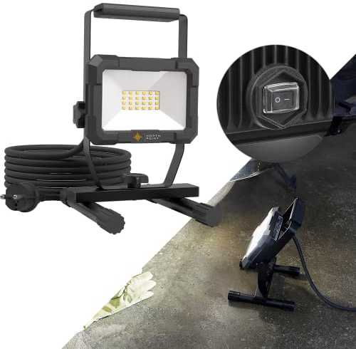 Northpoint LED Blackline Baustrahler Arbeitsstrahler Fluter Flutlicht Spitzwassergeschützt 20 W Leistung 1600 Lumen Lichtstrom integrierter Schalter und 3m Kabel