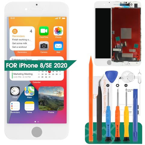 para iPhone 8 Pantalla LCD para iPhone SE 2020 Reemplazo de Pantalla A1863 A1906 A1907 A1905 Pantalla táctil A2275 A2296 A2298 Ensamblaje de digitalizador (Blanco)