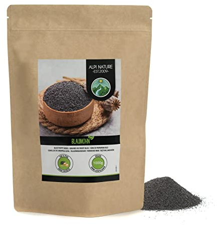 Mohnsamen 1kg von Alpi Nature, Blaumohn Samen ganz, Mohn Samen ganz zum Backen und Mohnkuchen
