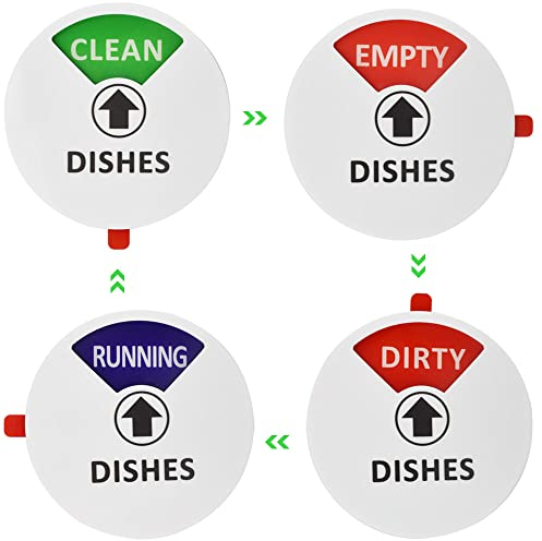 SIYINGSAERY Geschirrspüler-Magnet Clean/Dirty/Empty/Running Sign Magnet-Schild für Geschirrspüler Magnet Spülmaschine Sauber Dishwasher Magnet Spülmaschine Acryl-Küchenhelfer Schilder (weiss, 10cm)