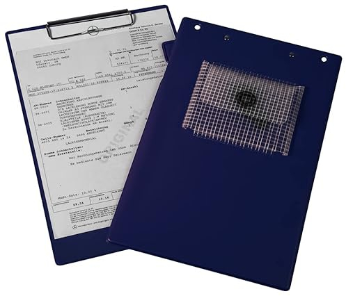 Auftragstasche Klemmfix mit Blockklammer, DIN A4, inkl. Blockklemme, mit Schlüsselfach, verschweißter Klettverschluss, blau (1 VE = 10 Stück)