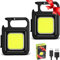 Lot de 2 mini lampes de travail LED portables 800 lumens - Rechargeable - Lampe de travail LED - Porte-clés - 4 modes d'éclairage - Avec support pliable - Décapsuleur