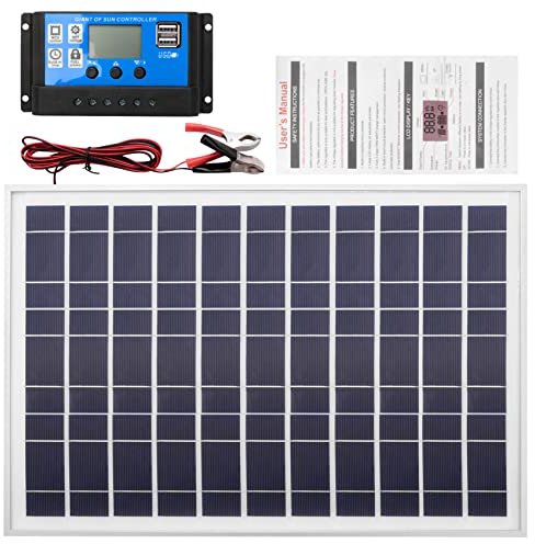 Wisboey Cargador de Bater¨ªA Panel Solar de 30W 12V + Controlador 40A para RV Coche Casa Camping
