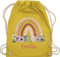 Turnbeutel Rucksack - Boho - Geschenk Regenbogen mit Name personalisiert I Rainbow - Unisize - Gelb - personalisierter beutel kindergartenbeutel bohemian blume stoffbeutel