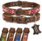ALTEZAR Lederhalsband Hund - Doppelt Tribal Bestickt Rosa Weiß Pink Braun - Hochwertig verarbeitetes Hundehalsband Leder - Handgemacht in Mexiko - Größe L - Halsband Hund für große Hunde Leder breit