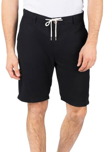 riverso Leinen Shorts Herren Sommer Regular Fit RIVOliver Kurze Hosen Bermuda Knielang Einfarbig, Größe:XXL, Farbe:Black
