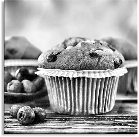Pixxprint Glasbild, Wandbild auf Echtglas, Muffins Blaubeeren, 40x40 cm, inkl. Aufhängung und Abstandshalter
