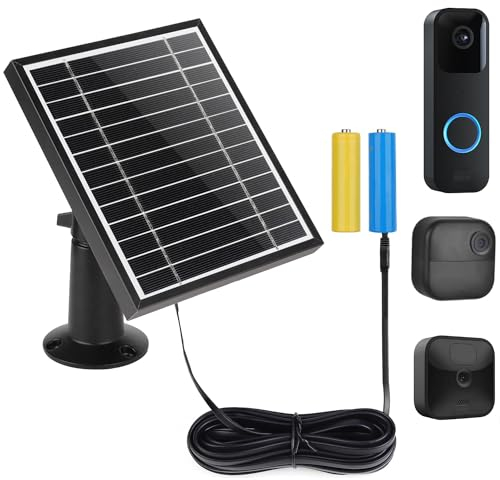 UYODM Panneau solaire compatible avec la sonnette vidéo Blink et Blink Outdoor 4 (4ème) / XT3 / XT2 / XT Cam, alimentez votre sonnette ou votre caméra extérieure en continu avec un câble de 3 m, cadre