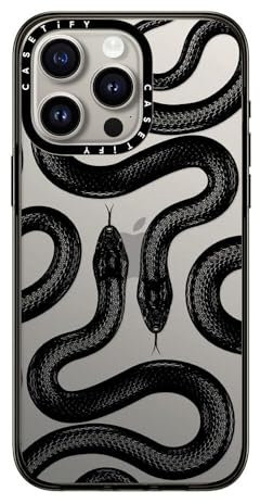 CASETiFY Compact Case for iPhone 15 Pro Max [2X Military Grade Drop Tested / 4ft Drop Protection] - Black Kingsnake - Clear Black
