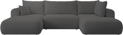 Selsey Sofa Ecksofa Eckcouch Schlafsofa Couch Mit Stauraum Schlaffunktion Pflegeleicht Polyurethanschaum U Form Rechts OVO Dunkelgrau Boucle Abriamo