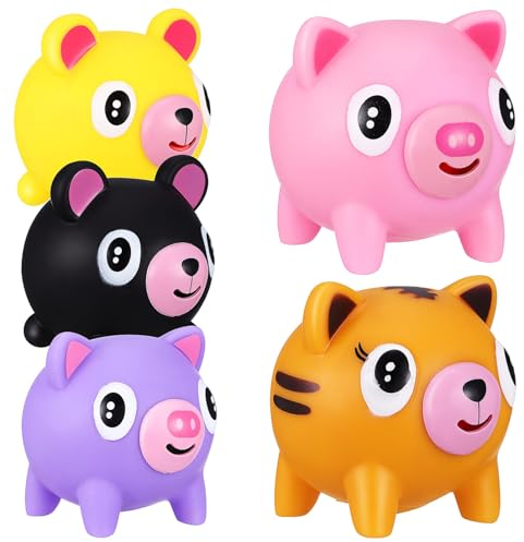 STOBOK 5 Stück Anti Stress Figur Schweinchen Bär Tiger Quetsch Spielzeug PVC Stressbälle Stressabbau Cartoon Knetball Spielzeug für Kinder Erwachsene Party Gefälligkeiten