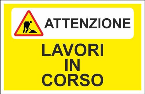 M-ITALY CARTELLO SEGNALETICO - LAVORI IN CORSO mod. 3 - Adesivo Extra Resistente, Pannello in Forex, Pannello In Alluminio (30x42, Alluminio)