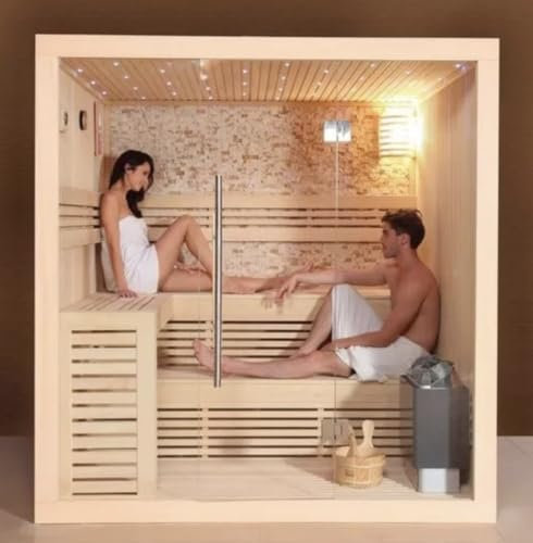 - DOMUS MÖBEL - Finnische Sauna 180×150 oder 200×170 oder 220×200 cm für 4-6 Personen mit Radio-Farbtherapie und Bluetooth-Verbindung SN037 (220x200 cm)