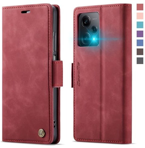 XYGLOW Coque pour Xiaomi Redmi Note 12 Pro 5G Etui Housse Xiaomi Poco X5 Pro 5G【RFID Blocage】 Premium en Cuir PU Pochette de Portefeuille Fermeture Magnetique Clapet pour Redmi Note 12 Pro 5G,Rouge