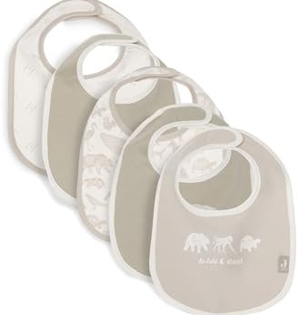Jollein Lätzchen Baby - Animals - 5er Pack - Lätzchen Wasserdicht - Mit Klettverschluss - Babylatz - Sabberlätzchen Baby