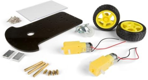 Whadda Robotik-Bausatz Rahmen mit Motor und 2 Rädern und Gleichstrommotor und 2 Rädern, vorgebohrte Befestigungslöcher, 5-10 VDC Motorspannung