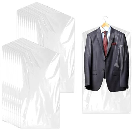 20 Stück Transparente Plastik kleidersäcke 60 x 90cm Kleidersack Anzug Hängende Kleidung Staubdicht Schutzbezüge Hochwertiger Kleidersäcke Atmungsaktiver Stoff, für Rock, Mantel, Anzug, Hemd
