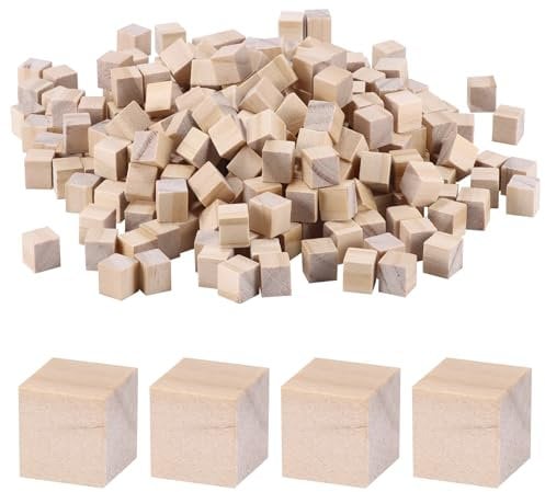 Kleine Holzwürfel aus natürlichem Kiefernholz, 600 Stück, glatt, 1 cm, für Bastelarbeiten, Dekoration