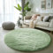 BSGIFT Flauschiger Hochflor Teppich Rund 100 cm - Teppich Grün rutschfest für Wohnzimmer Schlafzimmer Kinderzimmer - Modern Wohnzimmerteppich Bettvorleger, Runder Shaggy Langflor Fellteppich