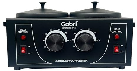 Gabri Waxing Kit Wax Heater Warmer with Temperature Control, Double Wax Pot for Hair Removal, Professional Wax Machine for Women and Men, Ideal for Home, Barber, Salon Use (Double Pot Black)