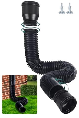 BKITC Prolunga Flessibile per Grondaia, Set di Prolunghe Rotonde per Tubo di Scarico da 80/100 mm, Set di Prolunghe per Tubo Pluviale, Estensione da 47 a 150 cm (Nero, 1 Pezzo)