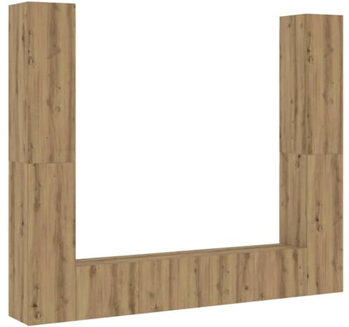 vidaXL 6 Piece Wooden Artisan Oak Wall Mounted TV Bench, TV Bench, Multimedia Cabinet, TV Cabinet, TV Cabinet, HiFi Cabinet
