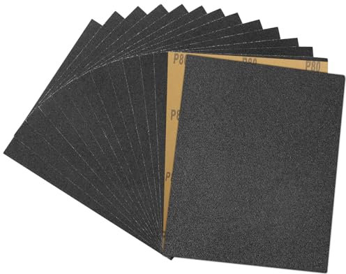 STEBRUAM Papier de Verre,Abrasif 80 Grain Utilisé pour polir le métal le bois les voiture,15 Pcs Poncer 230x280 mm