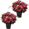 Etomvoop Lot de 2 fleurs artificielles en pot pour tombe, 12 têtes de pivoine, hortensia, cimetière funéraire, bouquet floral réaliste pour décoration de tombe, décoration de la maison
