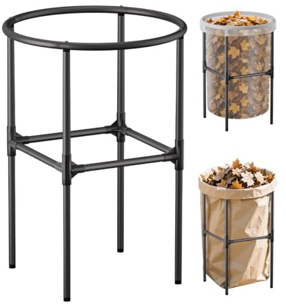 Tuohours Heavy-Duty Garden Trash Bag Holder – 30-45 Gallon Outdoor Yard Waste Bag Stand Metal Frame Lawn Leaf Bag Holders with Adjustable Feet, Detachable Legs for Leaves, Yard Waste, Camping (M)