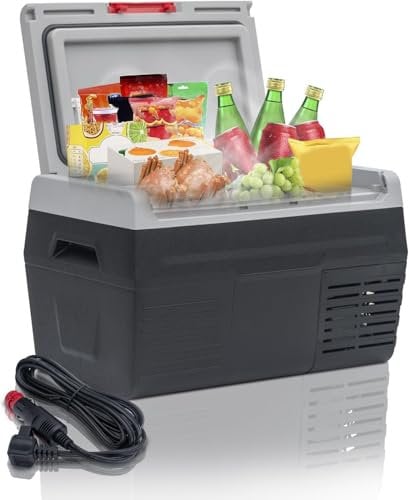 Smad Kompressor Kühlbox 12V 24V, Auto Kühlbox, 20L, Wohnwagen Kühlbox, -20°C bis 20°C, Elektrische Camping Kühlbox für Auto, LKW, Wohnmobil, Outdoor, Picknick, Road Trip
