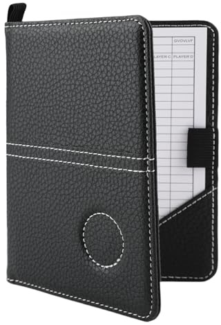 AHRLIC Golf-Scorekartenhalter aus Leder, wasserdichter Golfkartenhalter mit 2 Punktekarten, tragbares faltbares Design, ideales Golf-Scorekarten-Notizbuch für Männer und Frauen