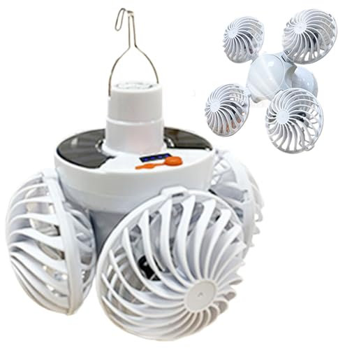 Genérico Ventilador De Techo Con Luz - Ventilador De Techo Con Luz Integrada - Con Lámpara Plegable Y Gancho Para Hogar Camping Cobertizo Granja Invernadero Almacén Tienda