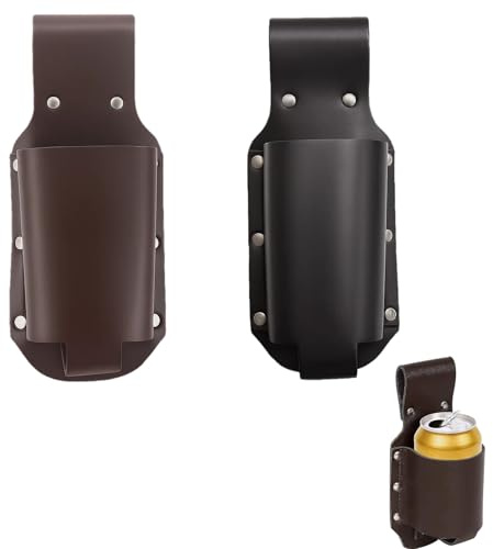 2 Stück Biergürtel, Becherhalter Gürtel, Western Cowboy Stil Leder Bierhalter, Praktischer Flaschenhalter Gürtel für Outdoor-Aktivitäten wie Camping, Festival, Angeln, Grillen, Weihnachtsgeschenke