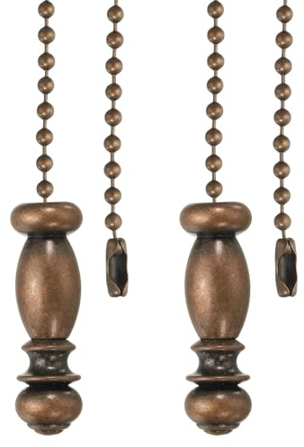 PATIKIL 2Pcs Ceiling Fan Pull Chain, 13.5 Alloy Lamp Chains Extender with Vintage Pendant, Lighting Decorative Extension Ornament for Fan Light Chandelier Pulling Switch, Vintage Bronze