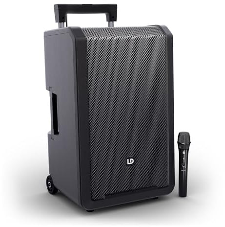 LD SYSTEMS ANNY 12 HHD - 12 Mobiler Bluetooth PA-Lautsprecher mit Akku, Mixer und 1 × Funkmikrofon, schwarz