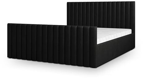Masseno Polsterbett CANOVA K 120x200 cm, Doppelbett, Bettkasten, Stauraum, Lattenrost Und Kopfteil - Schwarz, Kronos 07