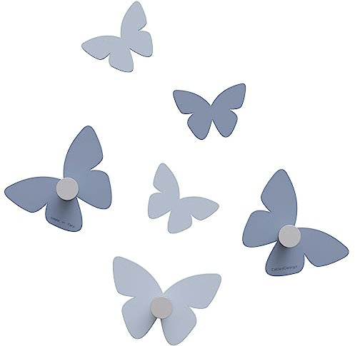 CalleaDesign - Appendiabiti da parete moderno per l'ingresso con 3 ganci, modello Milioni di farfalle, colore carta da zucchero
