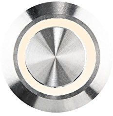 HUBER LED Bell Push Made of Stainless Steel - Door Bell Push - Stainless Steel Door Bell Switch Bell Light Colour Warm White IP65 Round