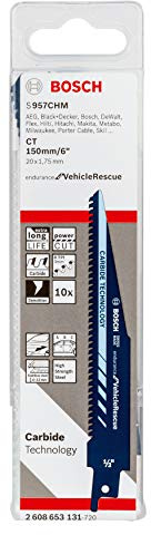 Bosch Professional 10 Stück Säbelsägeblatt S 957 CHM Endurance for VehicleRescue (für Metall, 150 x 20 x 1,35 mm, Zubehör Säbelsäge)